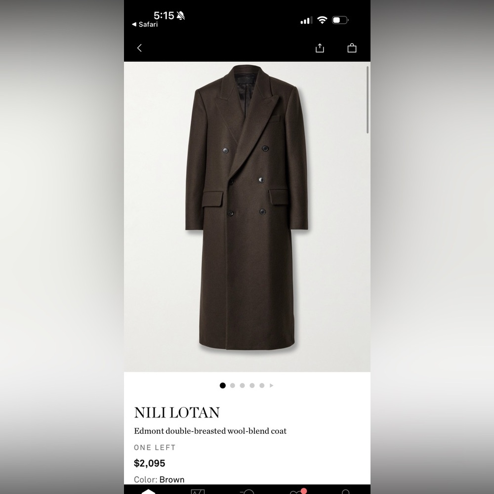 Nili Lotan Double-Breasted Long Coat in Brown